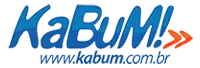 KaBuM! logo in blue with an orange exclamation point and website address.