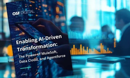 OSF Digital document cover: "Enabling AI-Driven Transformation with MuleSoft, Data Cloud, Agentforce."