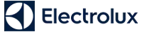 Electrolux logo, blue text and symbol on a dark background.