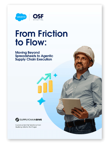 White paper cover: "From Friction to Flow" with a man holding a tablet.