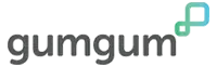 GumGum logo with gray lowercase text and a green-blue symbol.