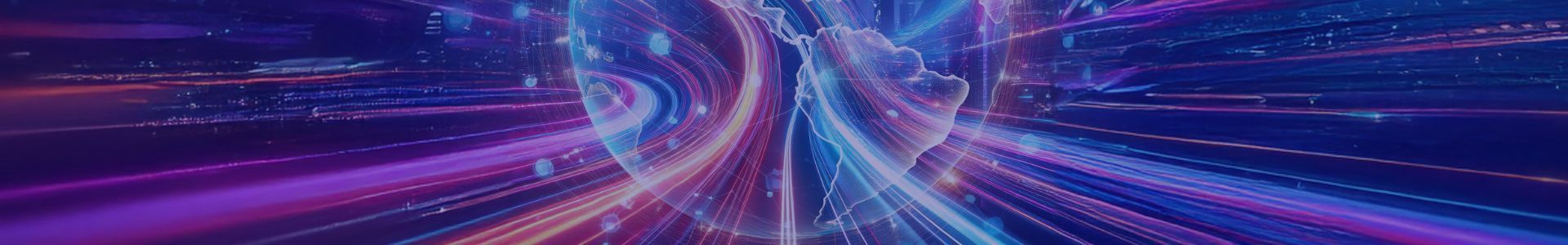 Abstract digital artwork with glowing blue and purple lines forming a symmetrical human-like figure.