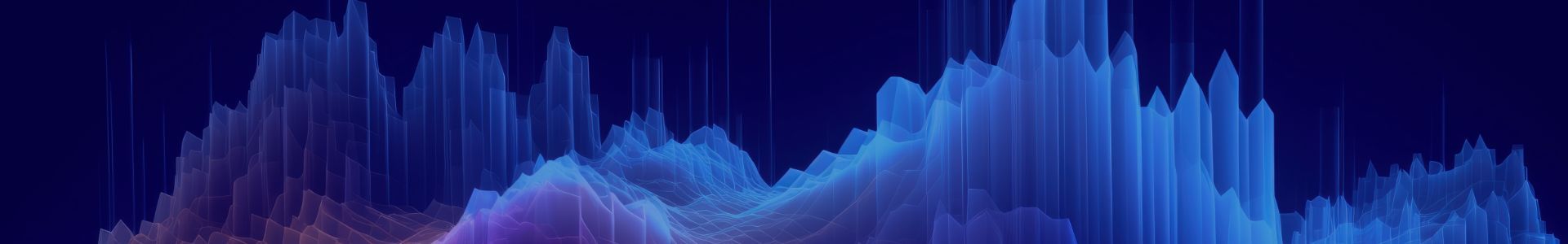 Abstract digital art displaying dynamic vertical peaks in gradients of blue and purple on a dark background.