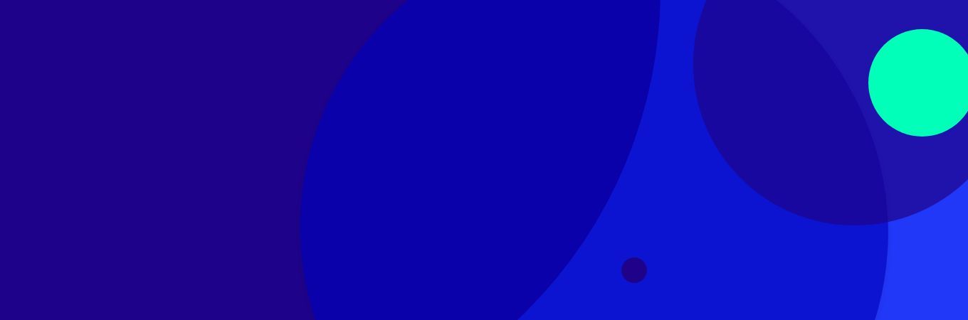 Abstract composition of overlapping blue, purple, and green circles creating a layered effect.