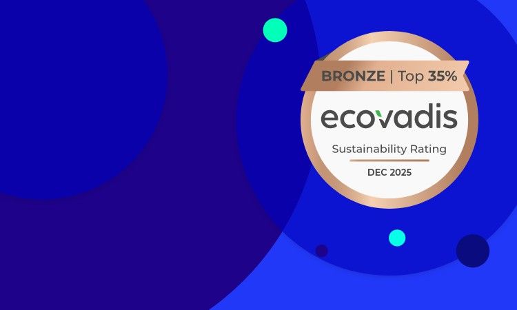 Bronze Ecovadis Sustainability Rating badge with "Top 35%" and "DEC 2025".