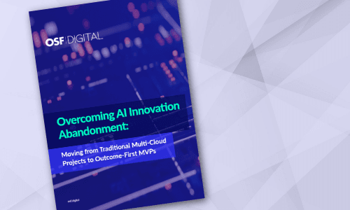 OSF Digital document cover on overcoming AI innovation abandonment with multi-cloud projects.