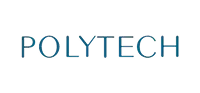 'POLYTECH' logo in light blue gradient letters on black.
