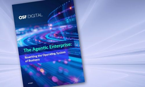 Cover for OSF Digital's 'The Agentic Enterprise' guide, detailing business operating system rewrite.