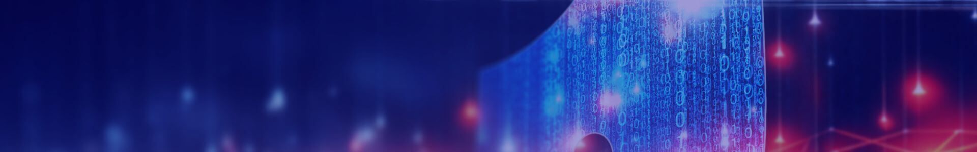 Abstract background with vertical blue light streaks and blurred purple accents.